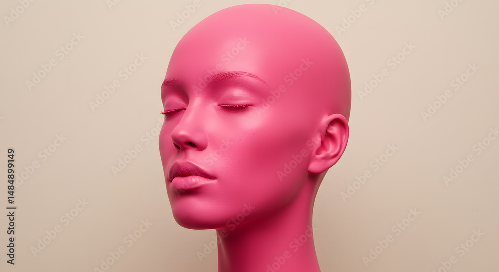Pink Mannequin Head with Eyes Closed Pink Mannequin Head with Eyes Closed