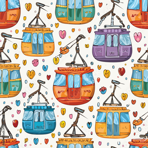 Gondola Vector Illustration with Seamless Pattern Design