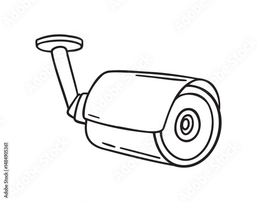 cctv camera icon doodle hand drawn. Outline line drawing clipart symbol