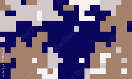 Abstract pixel art background.  Stylish geometric design with muted tones of brown, gray, and navy blue.  Perfect for website banners, presentations, or modern digital art projects.