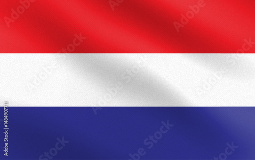 Flag of Netherlands with paper texture and light. Vector illustration 