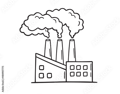 factory icon doodle hand drawn. Outline line drawing clipart symbol