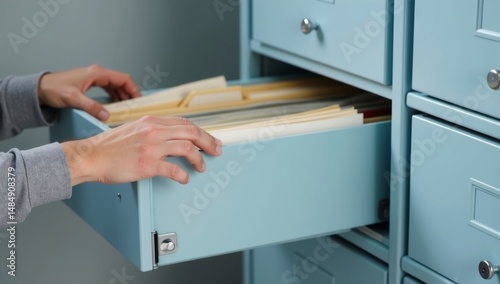 Office clerk searching for files