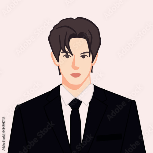Stylish Korean Boy Portrait with Trendy Outfit - Half Body Illustration