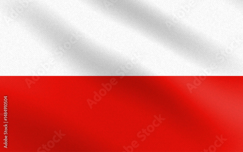 Flag of Poland with paper texture and light. Vector illustration 
