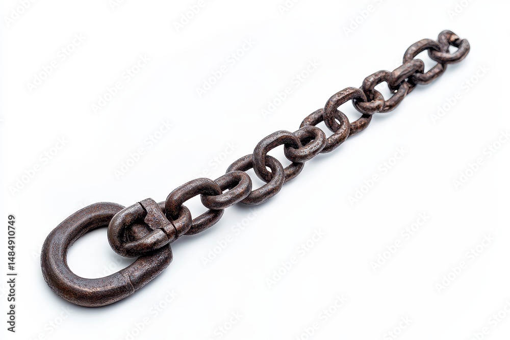 Fototapeta premium Weathered metal chain with loop end