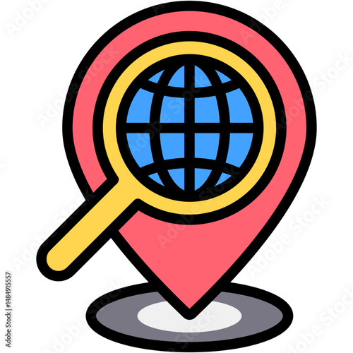 Local Seo Colour Icon Vector Illustration