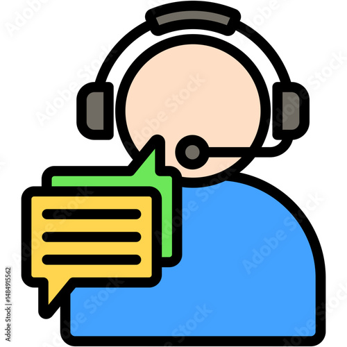 Chat Support Colour Icon Vector Illustration