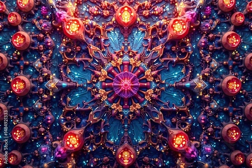 Intricate geometric shapes form complex, repeating design , geometry, visual