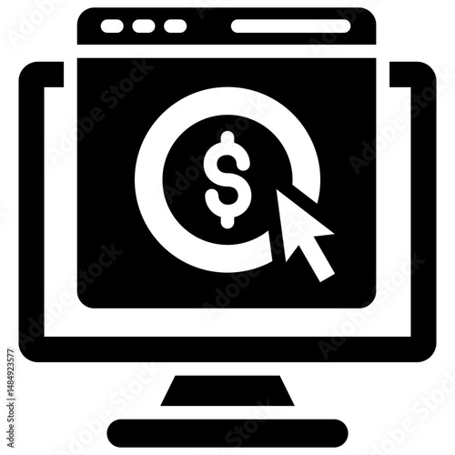 Pay Per Click Solid Icon Vector Illustration