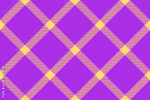 Vibrant purple and yellow diamond pattern.  Perfect for backgrounds, textiles, or playful designs.  Geometric and modern, this seamless texture offers endless creative possibilities.