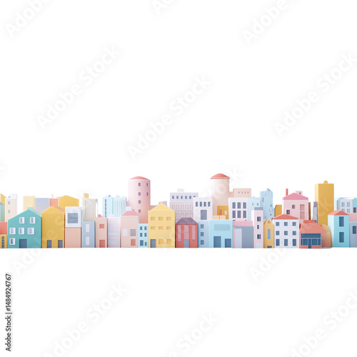 3D city on transparent png background