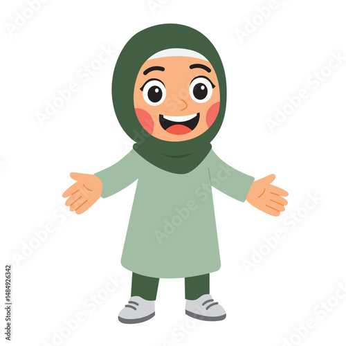 illustration of smiling muslim woman in hijab