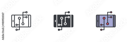 Mobile network technology different style icon set