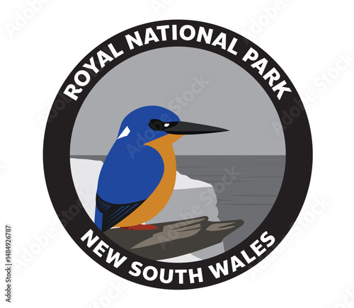 Royal National Park New South Wales Kingfisher Vector Logo