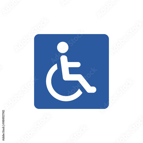 Blue disabled handicap icon isolated on white background