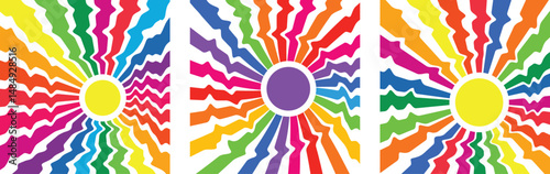 Swirl retro 70s style stripes poster collection.  Vintage 70s style stripes lines cover set. Abstract graphic 1970s retro background. Modern geometric background collection. 