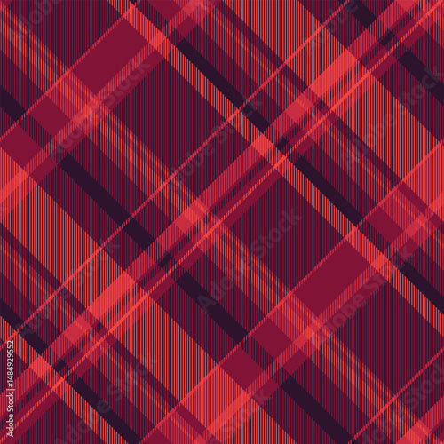 Vibrant diagonal plaid pattern in rich burgundy and coral tones.  Perfect for textile designs, fallthemed projects, or adding a touch of sophisticated texture to your work.