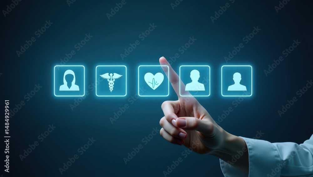 Selecting health options with digital interface features in a minimalist design Selecting health options with digital interface features in a minimalist design