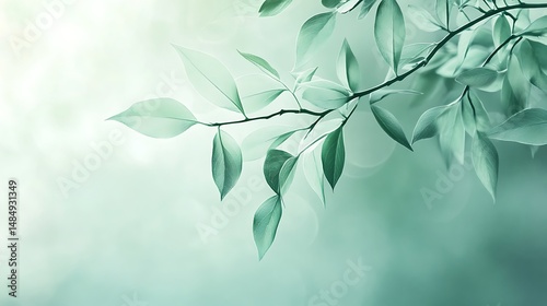 Serene branch with soft, green leaves