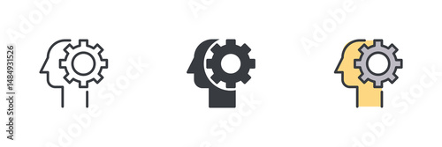 Gear Inside the Head different style icon set