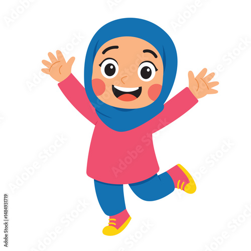 Cute hijab girl smiling in blue hijab, perfect for diverse content, happiness, fashion, Muslim culture, and lifestyle designs