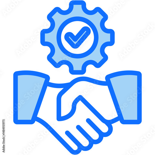 Deal Closing Blue Icon Vector Illustration