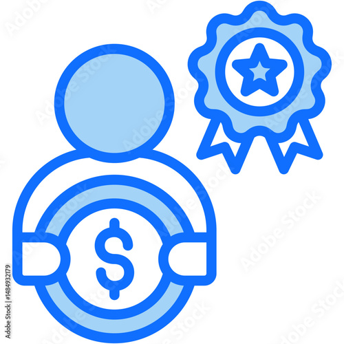 Incentive Program Blue Icon Vector Illustration