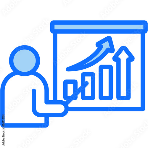 Sales Training Blue Icon Vector Illustration