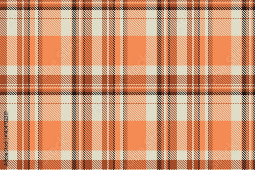 Exotic pattern tartan plaid, inspiration textile vector texture. Masculine background check seamless fabric in orange and light colors.