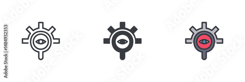 Surveillance technology different style icon set
