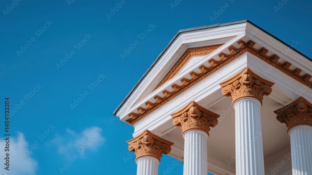 Fototapeta premium Elegant Architectural Columns of a Classic Building Against Sky