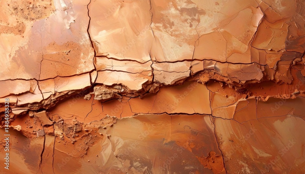 Fototapeta premium Cracked earth texture arid landscape digital art natural environment close-up view abstract concept