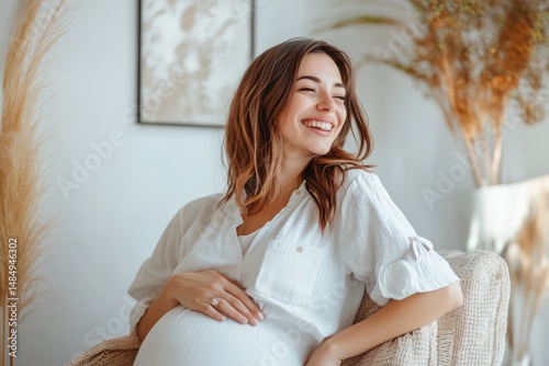 Smiling pregnant woman at fertility clinic consultation