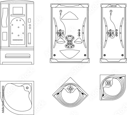 vector illustration sketch image of portable bathroom monoblock