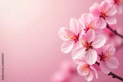 Delicate pink spring blossoms on a soft pink background Pastel, dreamy, floral spring aesthetic , floral background, delicate flowers