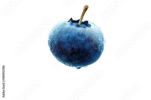 Juicy Blueberry Macro Photo Dew Drops Dark Background Vibrant Blue Berry on transparent background