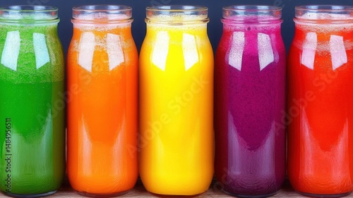 Wallpaper Mural Colorful Variety of Fresh Juice Bottles in Glass Containers Torontodigital.ca