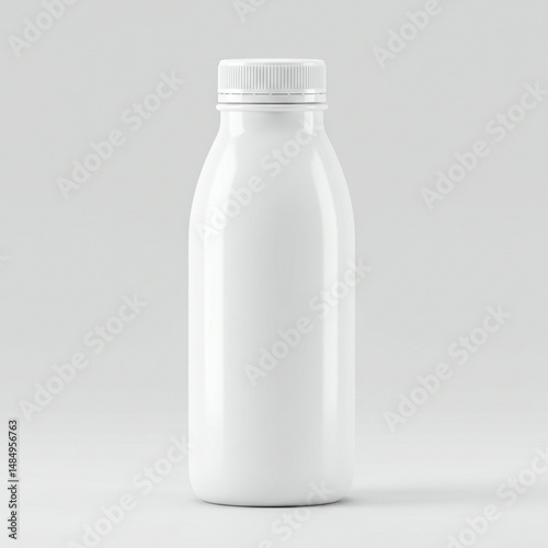 Blank White Plastic Bottle Mockup Perfect for Dairy, Juice, or Beverage Packaging Designs