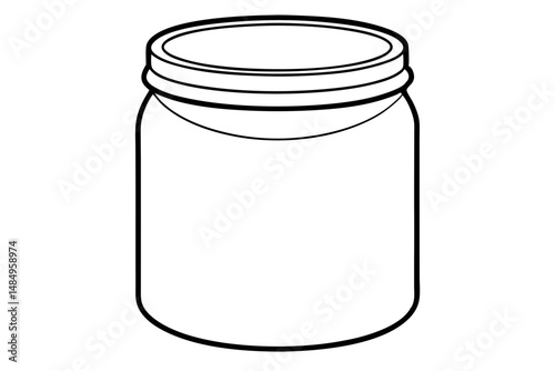 Line art illustration of a mason jar with a lid