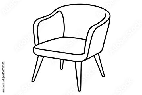 Modern Armchair Line Drawing Illustration Design