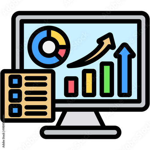 Sales Dashboard Colour Icon Vector Illustration