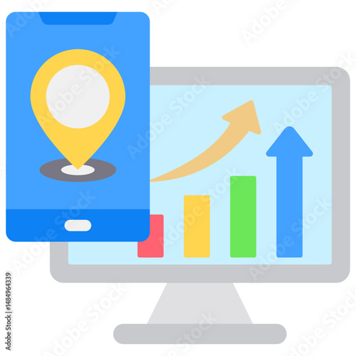 Sales Tracking Fill Icon Vector Illusrtation