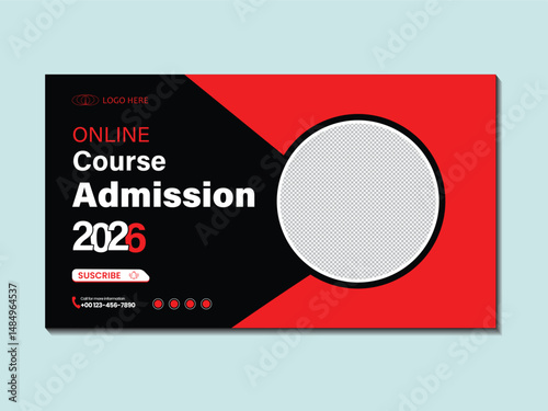  Distance Learning YouTube Thumbnail with Flat Illustration