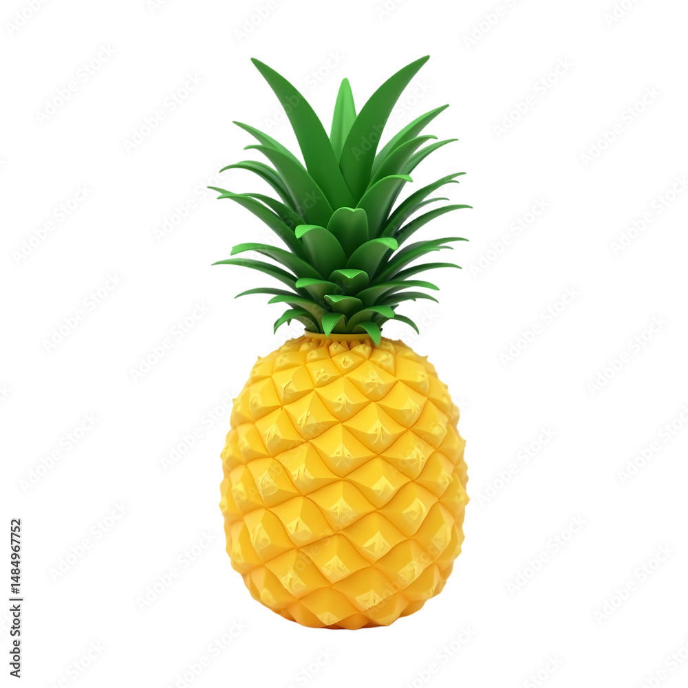 Fototapeta premium 3D Pineapple Tropical Fruit Render isolated on transparent background