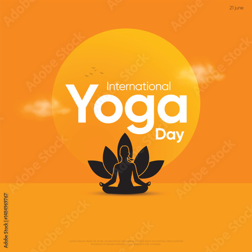 creative international yoga day vector illustration. Woman practicing yoga. 21 june yoga day vector illustration design