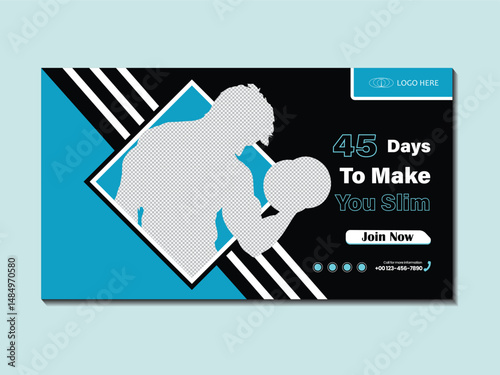 Modern Fitness Center YouTube Thumbnail Design Template
