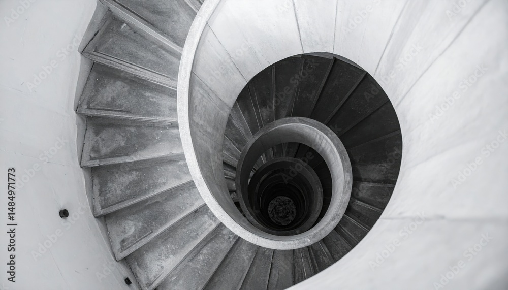 Fototapeta premium Spiral staircase design modern building architectural photo minimalist style aerial view creative concepts