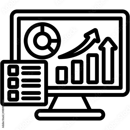 Sales Dashboard Lineal Icon Vector Illustration
