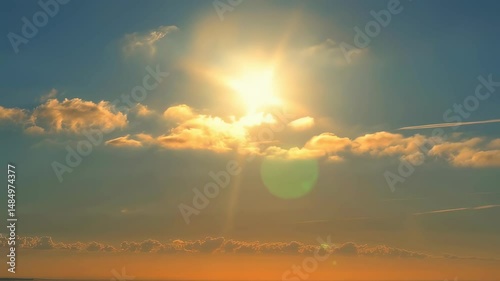 Golden Hour Sunset: A Celestial Canvas of Warm Hues and Clouds